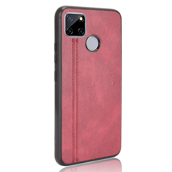 OPPO Realme C12 / C25 / 7i Shockproof Sewing Cow Pattern Skin PC + PU + TPU Case(Red)