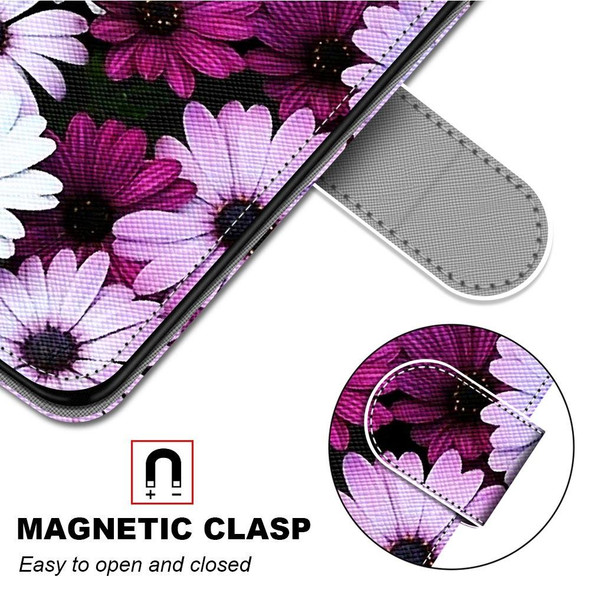 Xiaomi Redmi K40 / K40 Pro / K40 Pro+ Coloured Drawing Cross Texture Horizontal Flip PU Leather Case with Holder & Card Slots & Wallet & Lanyard(Chrysanthemum Pink White Purple)