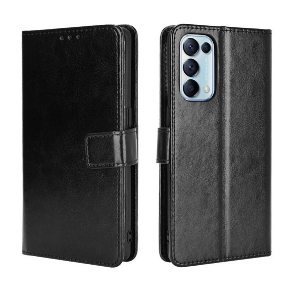 OPPO Find X3 Lite / Reno5 5G Retro Crazy Horse Texture Horizontal Flip Leather Case with Holder & Card Slots & Lanyard(Black)