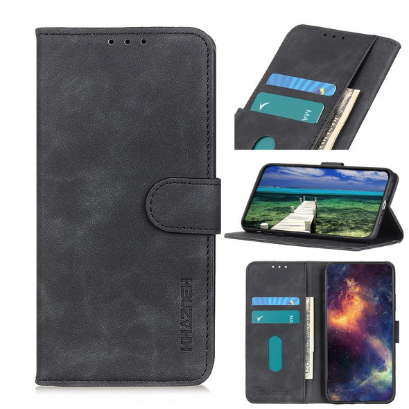 OPPO F19 Pro+ 5G / Reno5 Z / Reno6 Z KHAZNEH Retro Texture Horizontal Flip Leather Case with Holder & Card Slots & Wallet(Black)