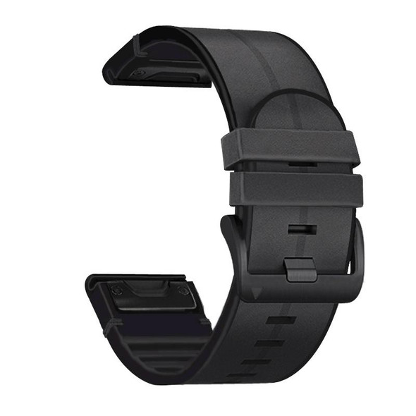 Garmin Fenix 6X Silicone + Leather Quick Release Watch Band(Black)