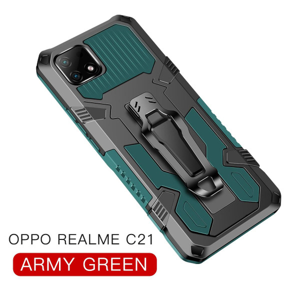 OPPO Realme C21 / C20 Armor Warrior Shockproof PC + TPU Protective Case(Army Green)