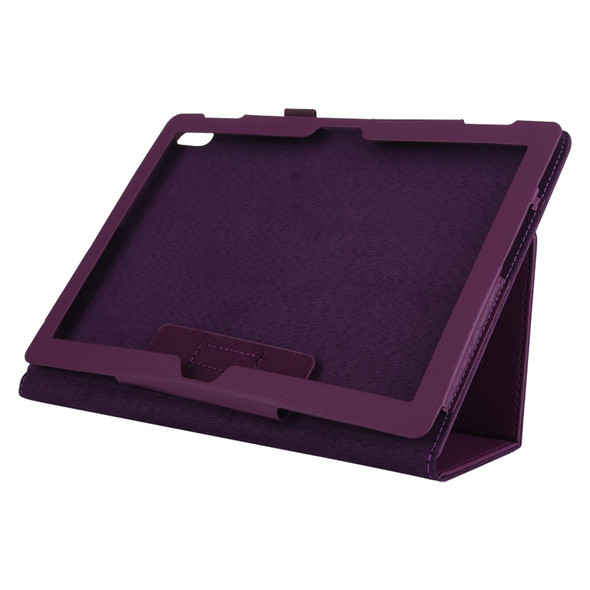 Lenovo Tab 4 10 Plus (TB-X704) / Tab 4 10 (TB-X304) Litchi Texture Solid Color Horizontal Flip Leather Case with Holder & Pen Slot(Purple)