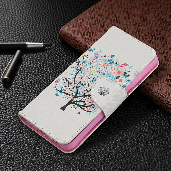 Samsung Galaxy S21 5G Colored Drawing Pattern Horizontal Flip Leather Case with Holder & Card Slots & Wallet(Little Tree)