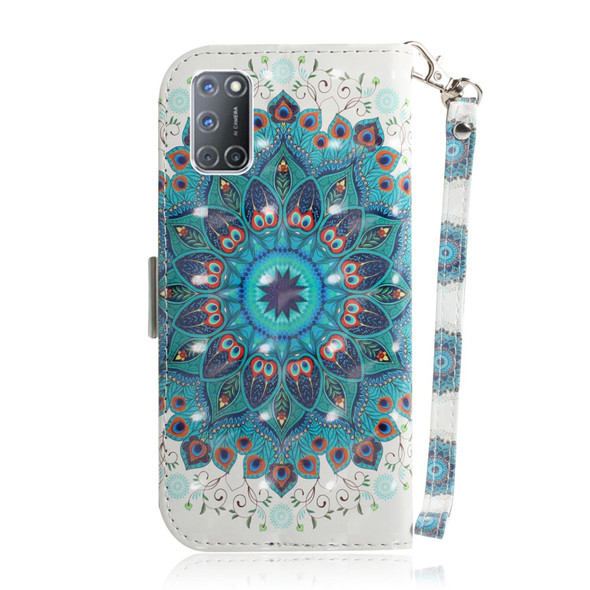 OPPO A52 3D Colored Drawing Horizontal Flip Leather Case with Holder & Card Slots & Wallet & Lanyard(Peacock Wreath)