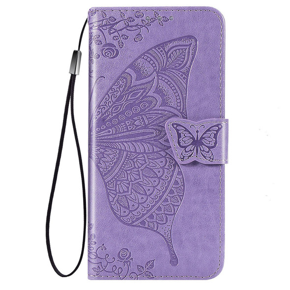 OPPO Realme V3 Butterfly Love Flower Embossed Horizontal Flip Leather Case with Bracket / Card Slot / Wallet / Lanyard(Light Purple)