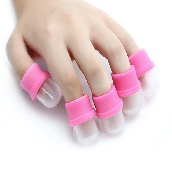 10 PCS Wearable Nail Soakers Polish Remover Soak Cap Nail Art Tool Set for Acrylic Nail(Pink)