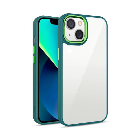 3 in 1 Electroplated Acrylic Phone Case - iPhone 14(Dark Green)