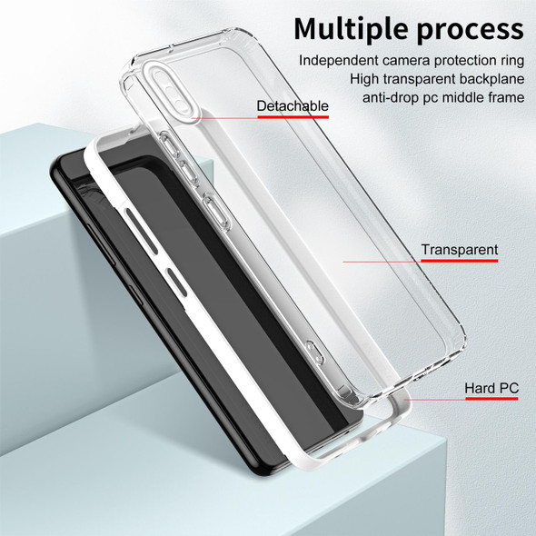 3 in 1 Clear TPU Color PC Frame Phone Case - iPhone XS / X(White)