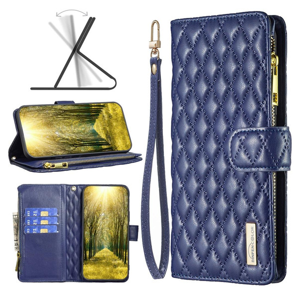 Xiaomi Redmi Note 9 / 10X 4G Diamond Lattice Zipper Wallet Leather Flip Phone Case(Blue)