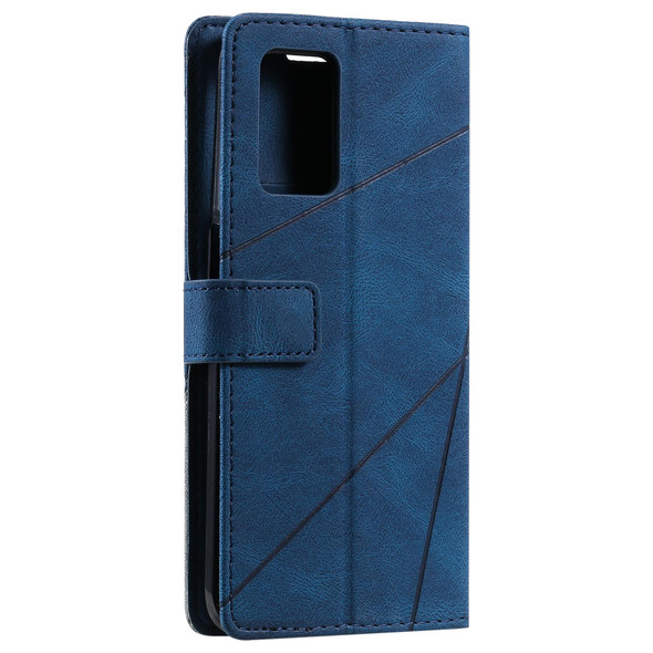 OPPO Realme 8i Skin Feel Splicing Leather Phone Case(Blue)