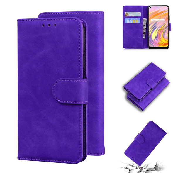 OPPO Realme X7 5G (India)/V15 5G Skin Feel Pure Color Flip Leather Phone Case(Purple)