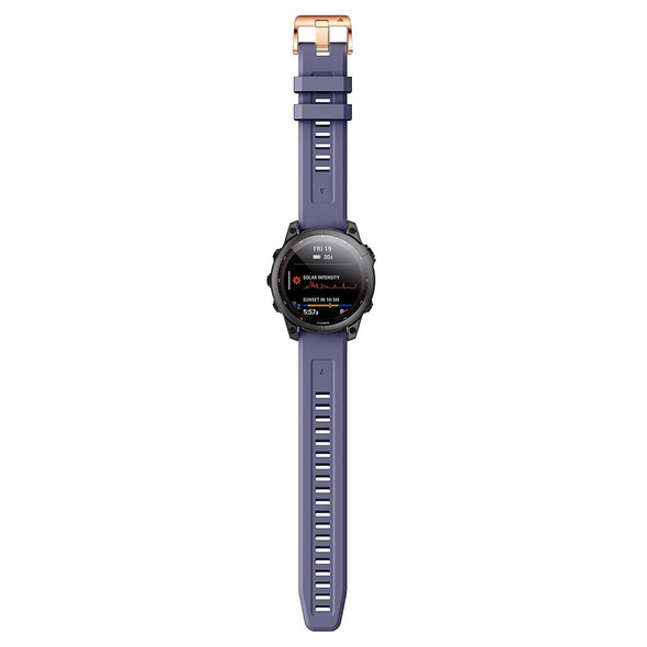 Garmin Fenix 5S Plus 20mm Rose Gold Buckle Silicone Watch Band(Dark blue)