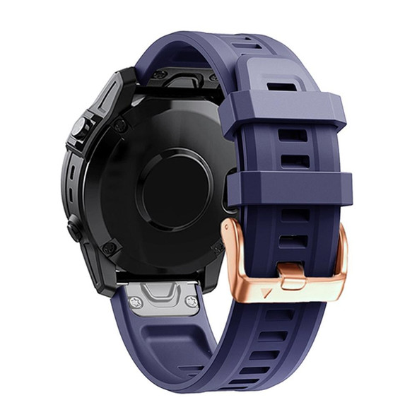 Garmin Fenix 5S Plus 20mm Rose Gold Buckle Silicone Watch Band(Dark blue)