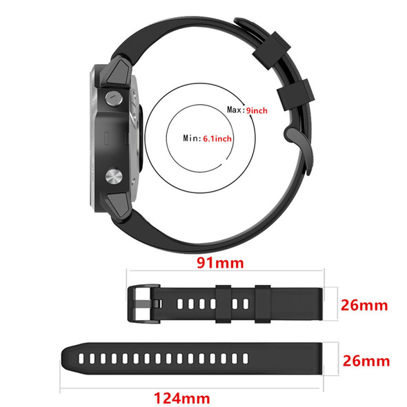 Garmin Fenix 6X 26mm Silicone Watch Band(Rose pink)