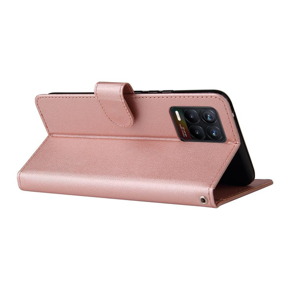 OPPO Realme 8 / 8 Pro 4G Multifunctional Horizontal Flip Leather Case, with Three Card Slot & Holder & Photo Frame & Lanyard(Rose Gold)