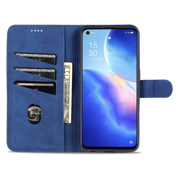 OPPO Reno5 / Reno5 K AZNS Skin Feel Calf Texture Horizontal Flip Leather Case with Card Slots & Holder & Wallet(Blue)