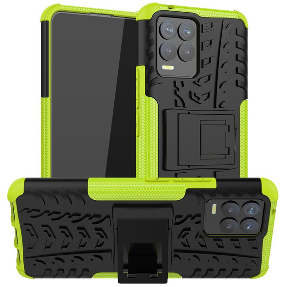 OPPO Realme 8 / 8 Pro Tire Texture Shockproof TPU+PC Protective Case with Holder(Green)
