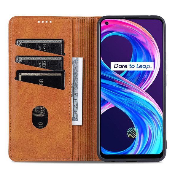 OPPO Realme 8 / 8 Pro AZNS Magnetic Calf Texture Horizontal Flip Leather Case with Card Slots & Holder & Wallet(Red)