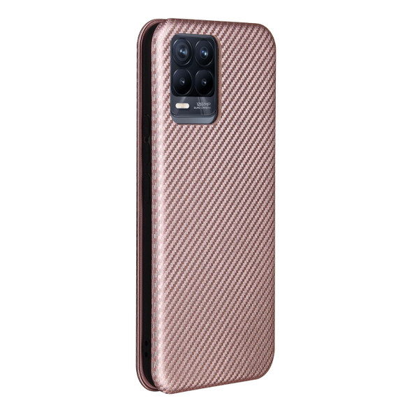 OPPO Realme 8 / 8 Pro Carbon Fiber Texture Magnetic Horizontal Flip TPU + PC + PU Leather Case with Card Slot(Pink)