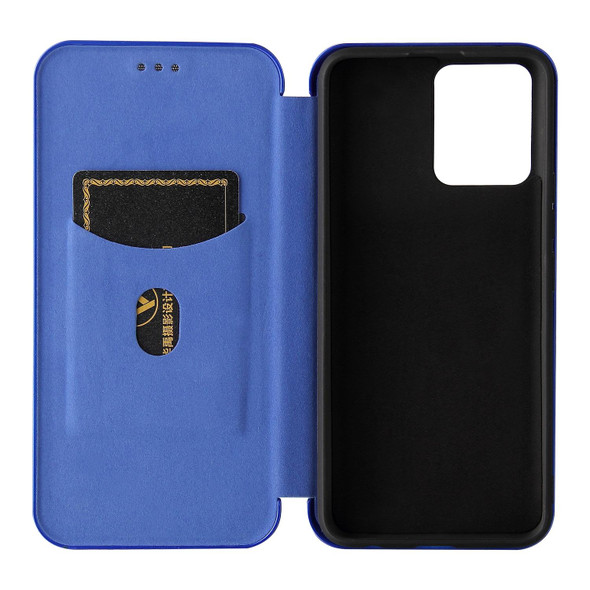 OPPO Realme 8 / 8 Pro Carbon Fiber Texture Magnetic Horizontal Flip TPU + PC + PU Leather Case with Card Slot(Blue)