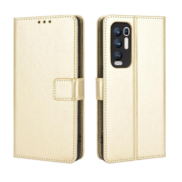 OPPO Reno5 Pro+ / Find X3 Neo Retro Crazy Horse Texture Horizontal Flip Leather Case with Holder & Card Slots & Lanyard(Gold)