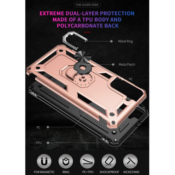 Samsung Galaxy S21 5G Shockproof TPU + PC Protective Case with 360 Degree Rotating Holder(Rose Gold)