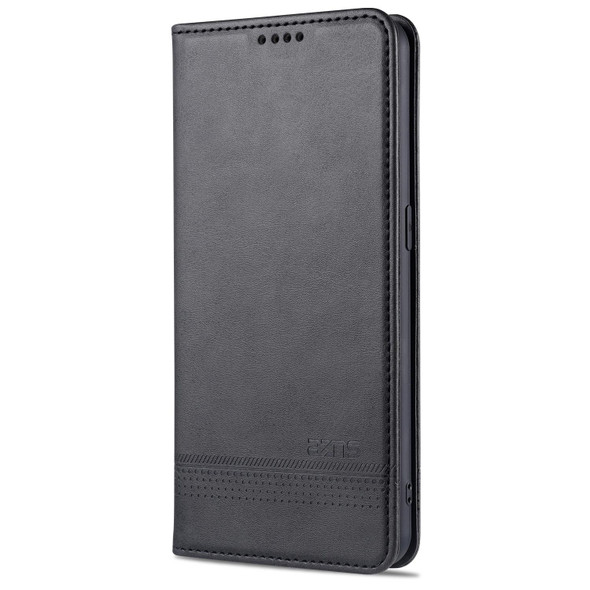 OPPO Reno4 SE AZNS Magnetic Calf Texture Horizontal Flip Leather Case with Card Slots & Holder & Wallet(Black)