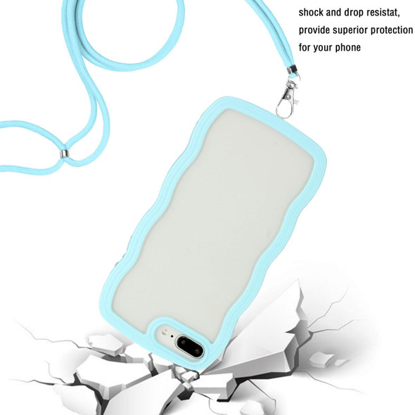 Lanyard Candy Color Wave TPU Clear PC Phone Case - iPhone 8 Plus / 7 Plus(Blue)