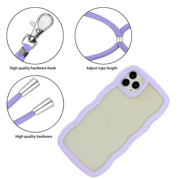 Lanyard Candy Color Wave TPU Clear PC Phone Case - iPhone 11 Pro Max(Purple)