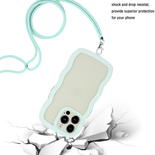 Lanyard Candy Color Wave TPU Clear PC Phone Case - iPhone 13 Pro(Green)