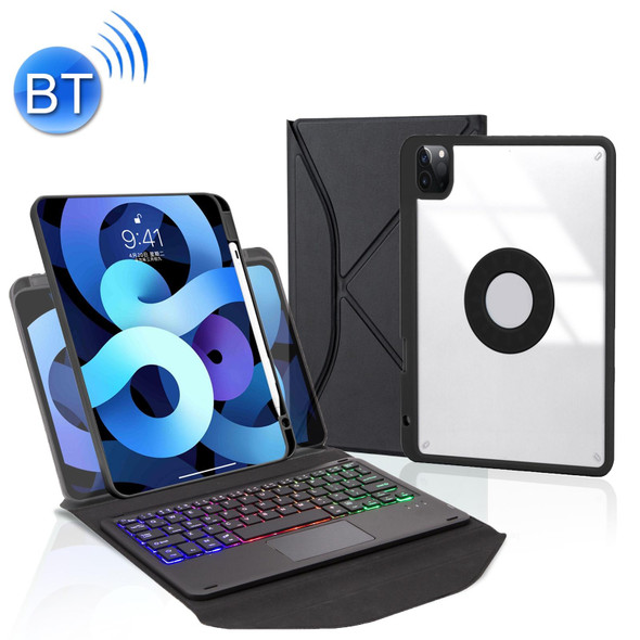 Z11B-AS Pen Slot Touchpad Backlight Bluetooth Keyboard Leather Tablet Case - iPad Pro 11 2021/2020/2018(Black)