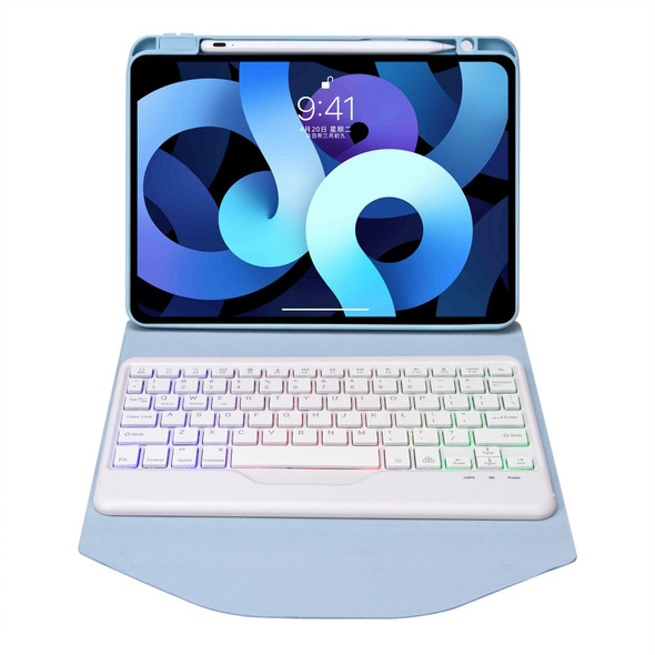 Z098BS Pen Slot Backlight Bluetooth Keyboard Leather Tablet Case - iPad Air 10.9 2022/2020(Sky Blue)