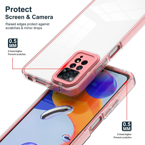Xiaomi Redmi Note 11 Pro 5G / 4G 3 in 1 Clear TPU Color PC Frame Phone Case(Pink)