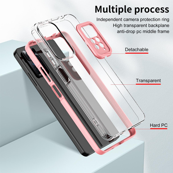 Xiaomi Redmi Note 11 Pro 5G / 4G 3 in 1 Clear TPU Color PC Frame Phone Case(Pink)
