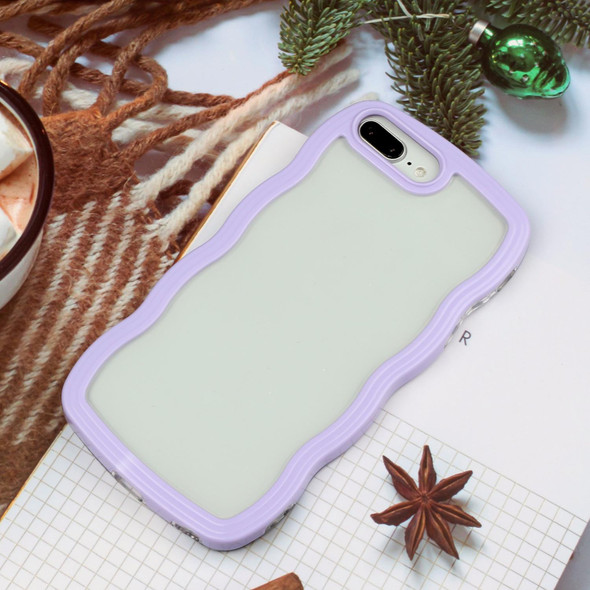 Candy Color Wave TPU Clear PC Phone Case - iPhone 7 Plus / 8 Plus(Purple)