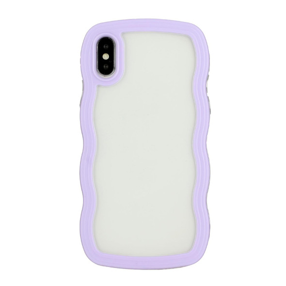 Candy Color Wave TPU Clear PC Phone Case - iPhone XS Max(Purple)