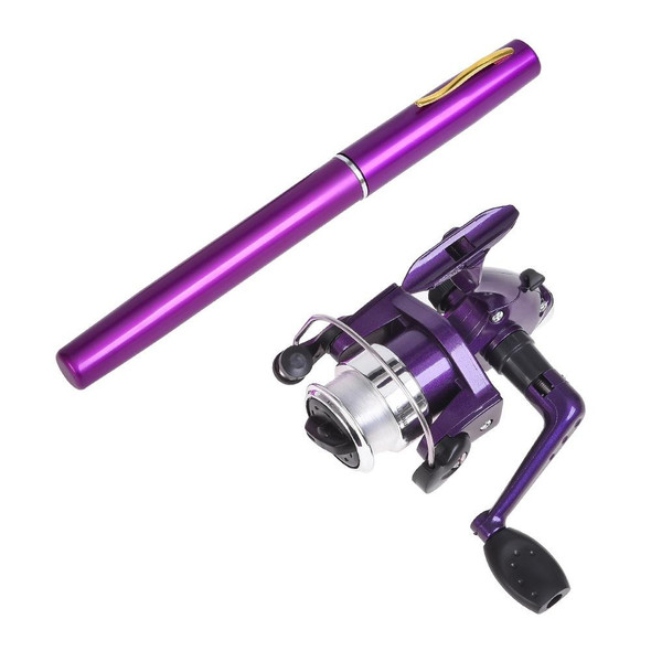 LEO Pen Type Fishing Rod & Spinning Wheel Fishing Reel Portable Pocket Fishing Gear(H8022PU Purple)