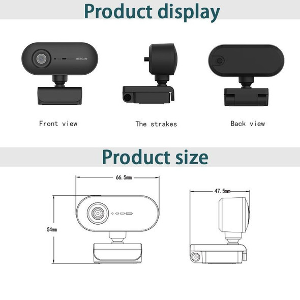 C7 1080PHD Autofocus 360-Degrees Rotation Lens Live Broadcast USB Driver-free WebCamera with Mic