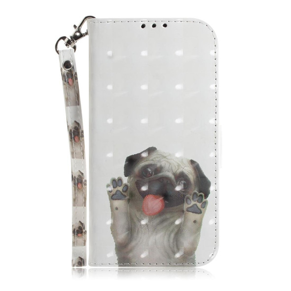 3D Coloured Drawing Horizontal Flip Leatherette Case with Holder & Card Slots & Wallet - Galaxy S10 Plus(Pug)