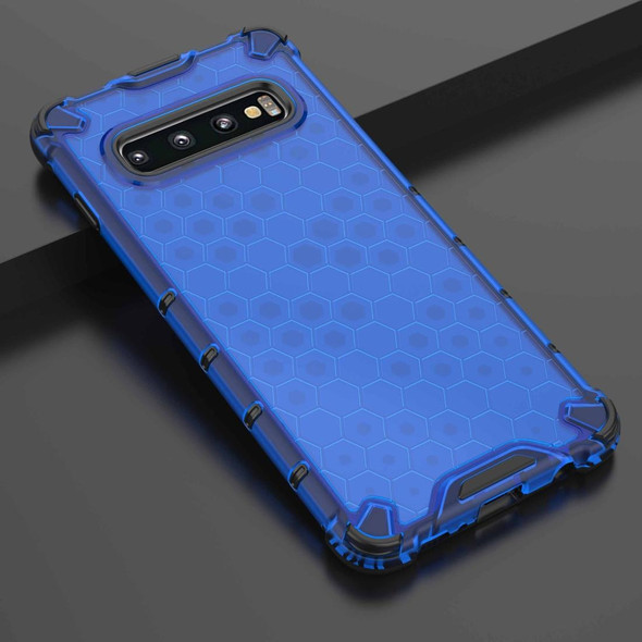 Honeycomb Shockproof PC + TPU Case for Galaxy S10 (Blue)