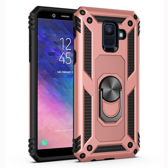 Armor Shockproof TPU + PC Protective Case for Galaxy A6 (2018), with 360 Degree Rotation Holder (Rose Gold)