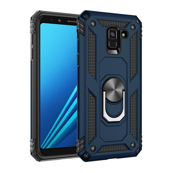 Armor Shockproof TPU + PC Protective Case for Galaxy A8 (2018), with 360 Degree Rotation Holder (Blue)
