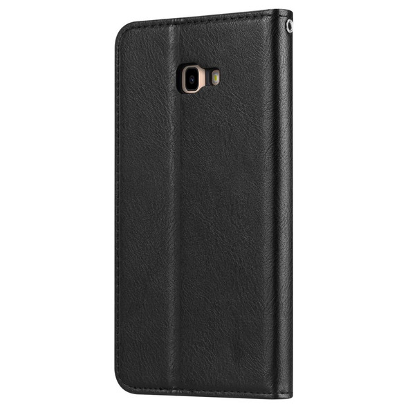 Knead Skin Texture Horizontal Flip Leather Case for Galaxy J4+, with Photo Frame & Holder & Card Slots & Wallet(Black)