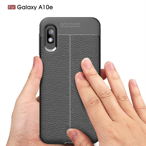 Litchi Texture TPU Shockproof Case for Galaxy A10e(Navy Blue)