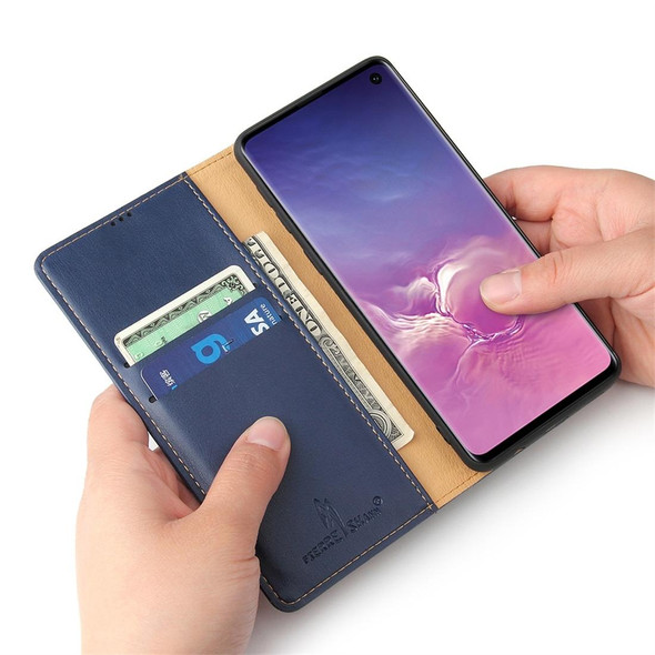 Dermis Texture PU Horizontal Flip Leatherette Case for Galaxy S10, with Holder & Card Slots & Wallet(Blue)