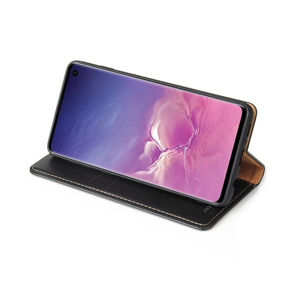 Dermis Texture PU Horizontal Flip Leatherette Case for Galaxy S10, with Holder & Card Slots & Wallet(Black)