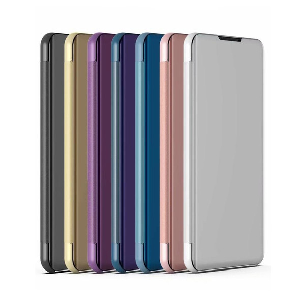 Electroplating Mirror Horizontal Flip Leatherette Case for Galaxy S10 5G, with Holder(Gold)