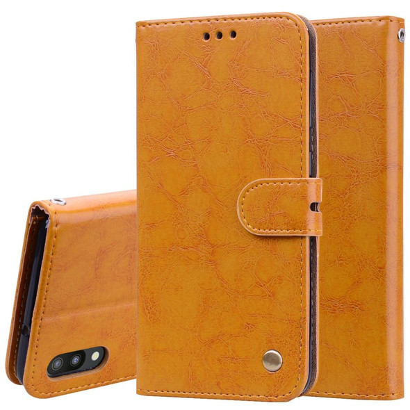 Business Style Oil Wax Texture Horizontal Flip Leatherette Case for Galaxy M10, with Holder & Card Slots & Wallet (Brown)