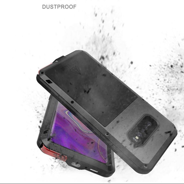 LOVE MEI Powerful Dustproof Shockproof Splashproof Metal + Silicone Combination Case for Galaxy S10+ (White)